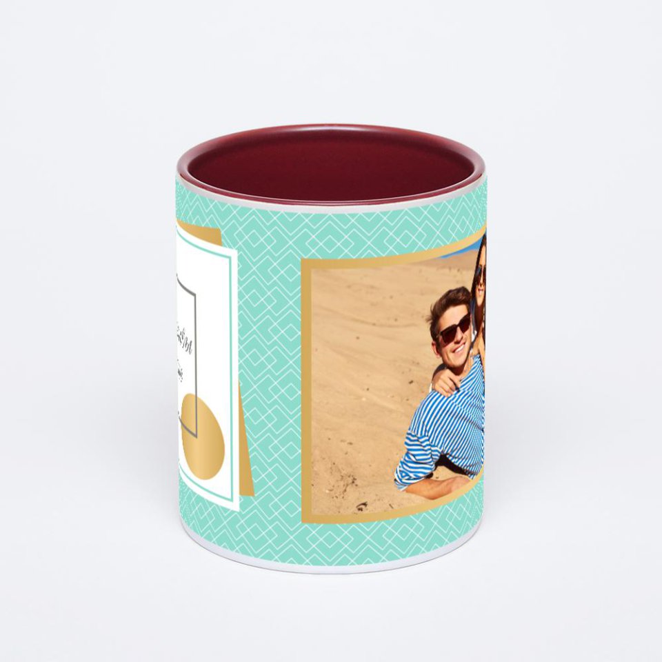 Бордовая кружка с фотопечатью