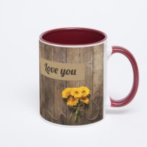 Бордовая кружка с фотопечатью