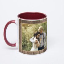 Бордовая кружка с фотопечатью