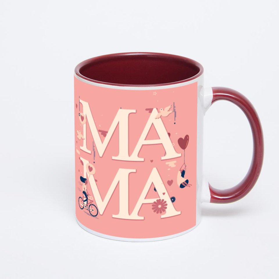 Бордовая кружка с фотопечатью