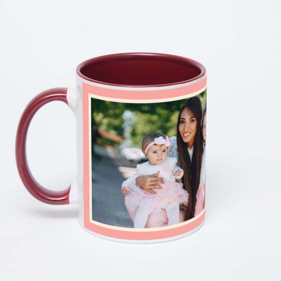 Бордовая кружка с фотопечатью