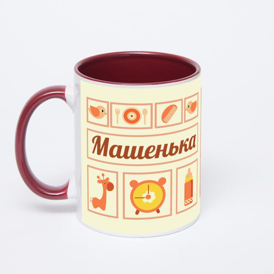 Бордовая кружка с фотопечатью