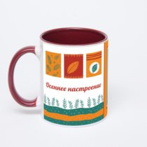 Бордовая кружка с фотопечатью