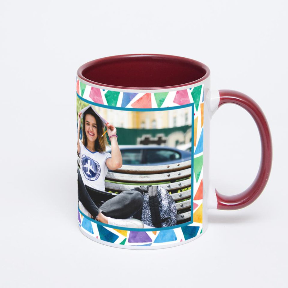 Бордовая кружка с фотопечатью