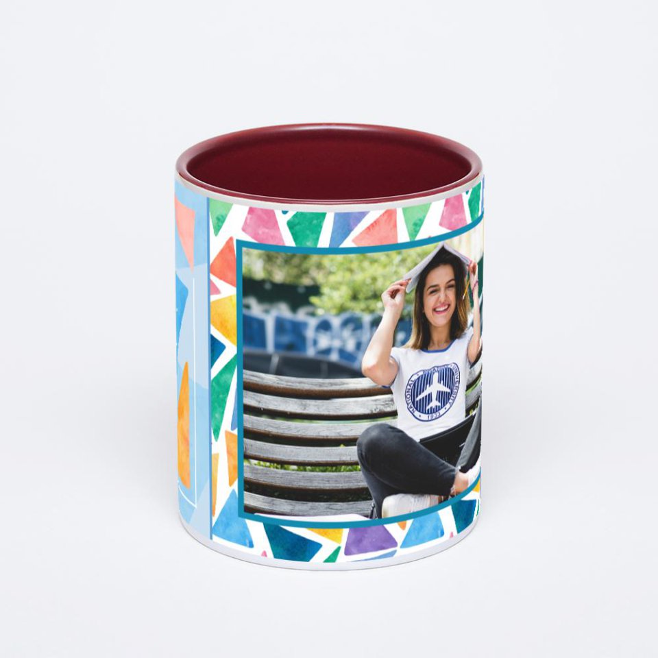 Бордовая кружка с фотопечатью