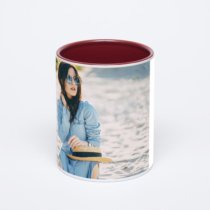 Бордовая кружка с фотопечатью