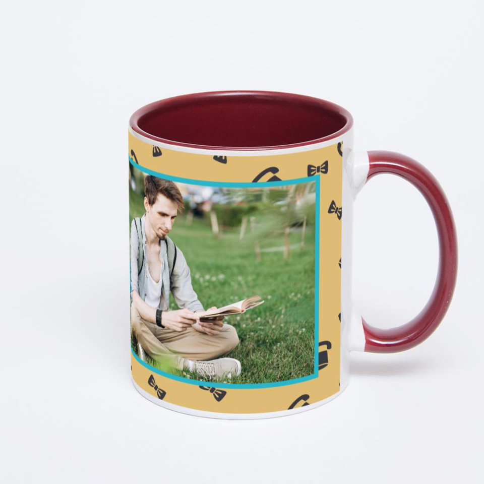 Бордовая кружка с фотопечатью