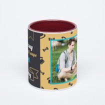 Бордовая кружка с фотопечатью