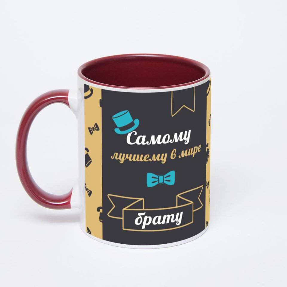 Бордовая кружка с фотопечатью