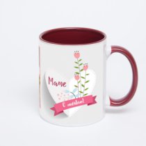 Бордовая кружка с фотопечатью