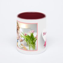 Бордовая кружка с фотопечатью