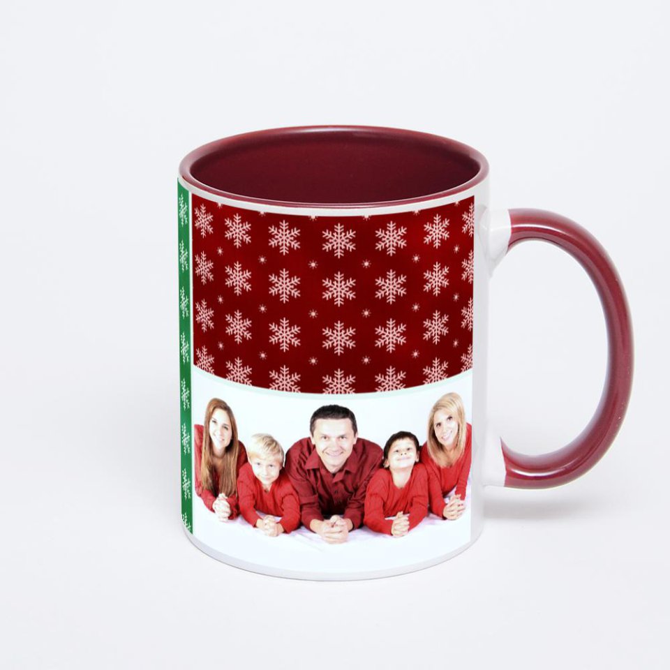 Бордовая кружка с фотопечатью