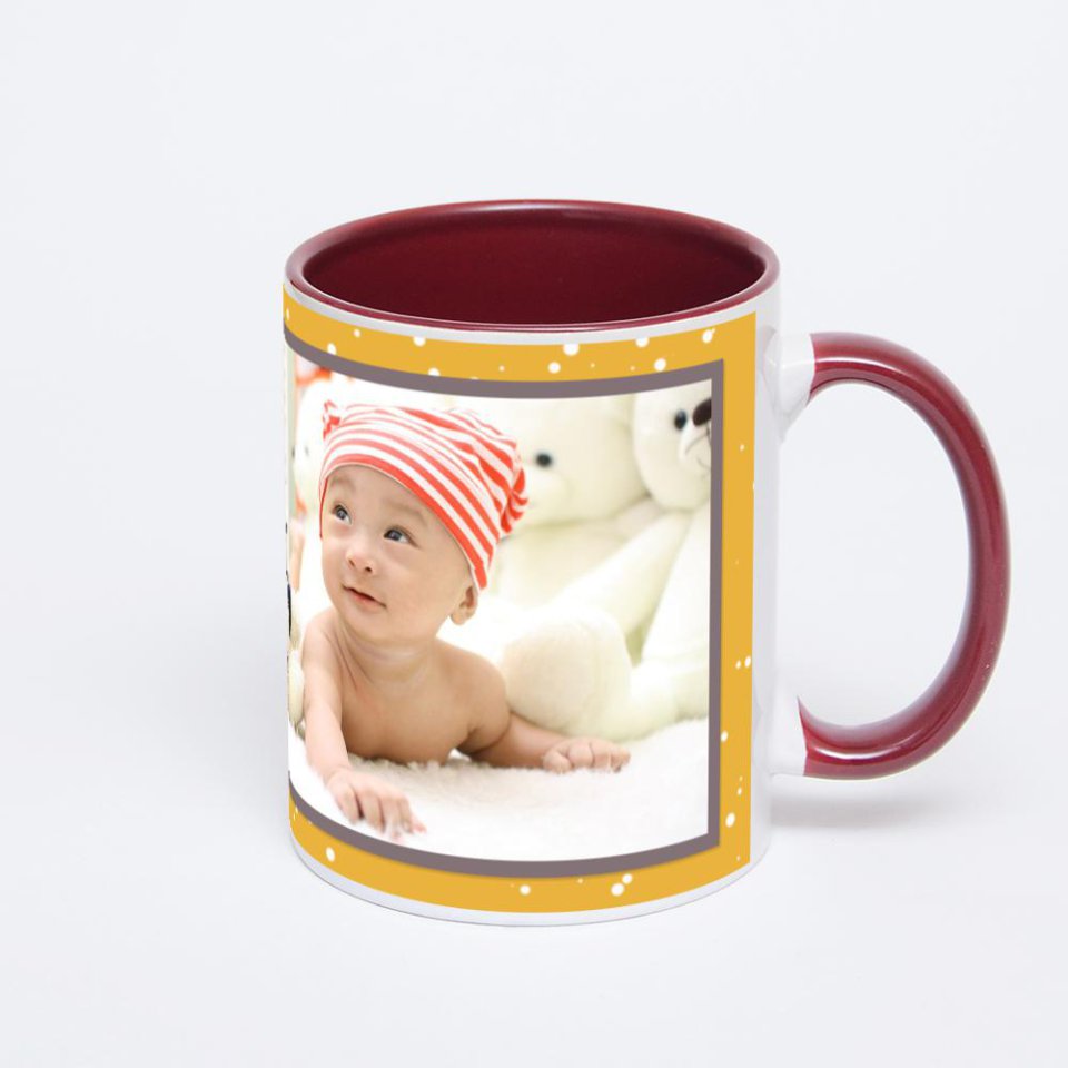 Бордовая кружка с фотопечатью