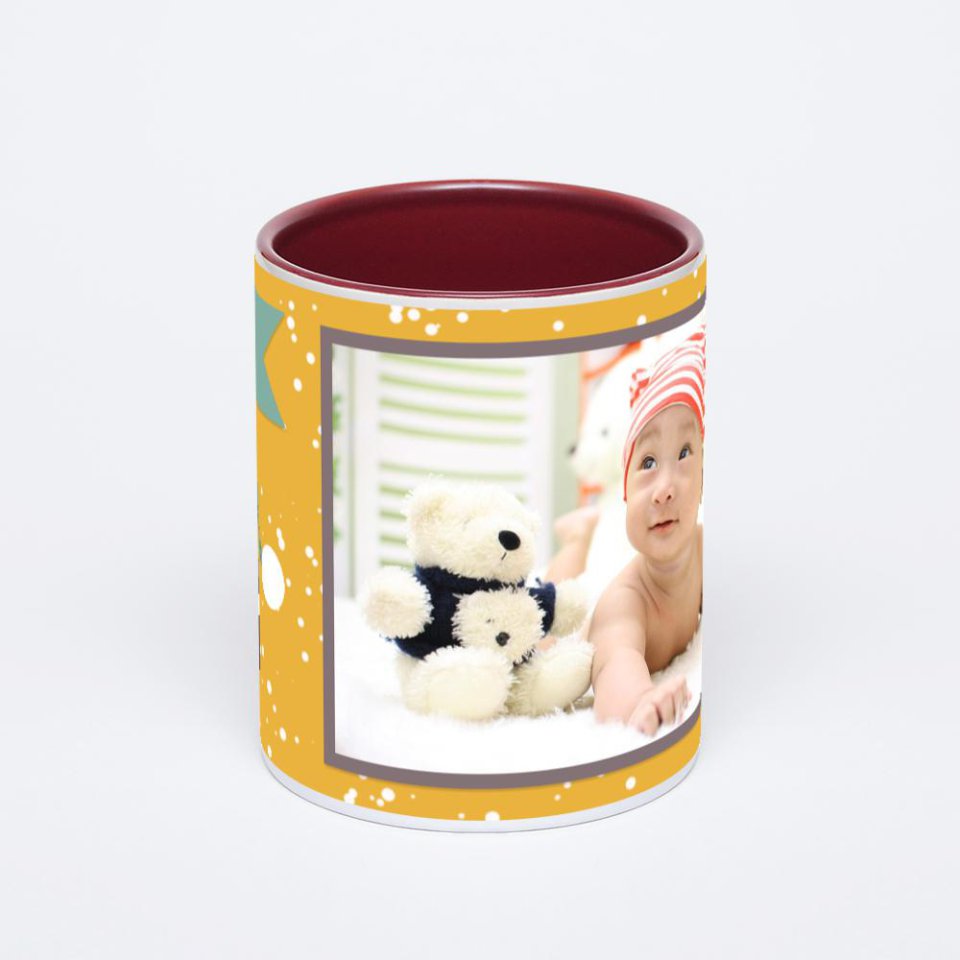 Бордовая кружка с фотопечатью