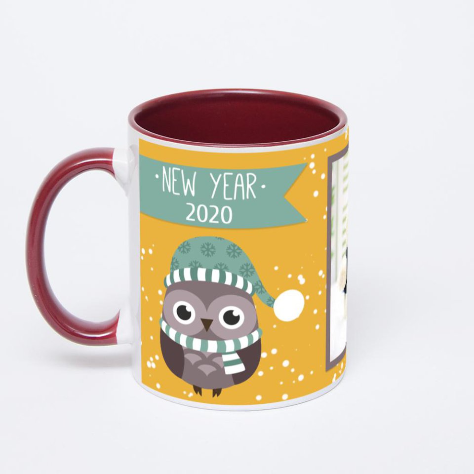 Бордовая кружка с фотопечатью