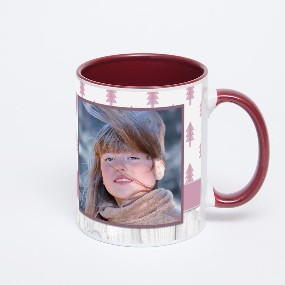 Бордовая кружка с фотопечатью
