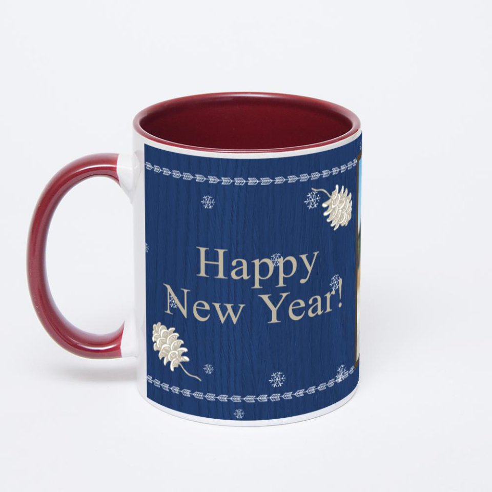 Бордовая кружка с фотопечатью