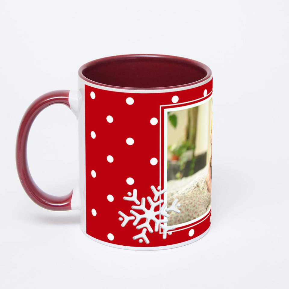 Бордовая кружка с фотопечатью