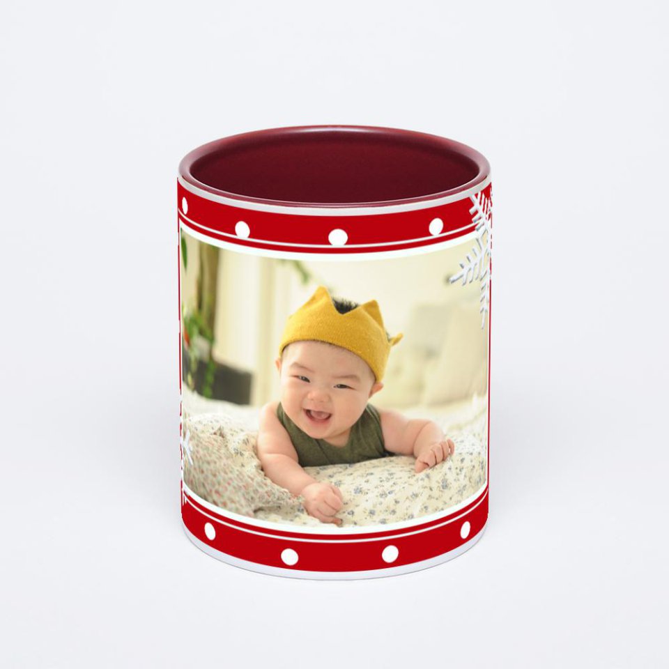 Бордовая кружка с фотопечатью