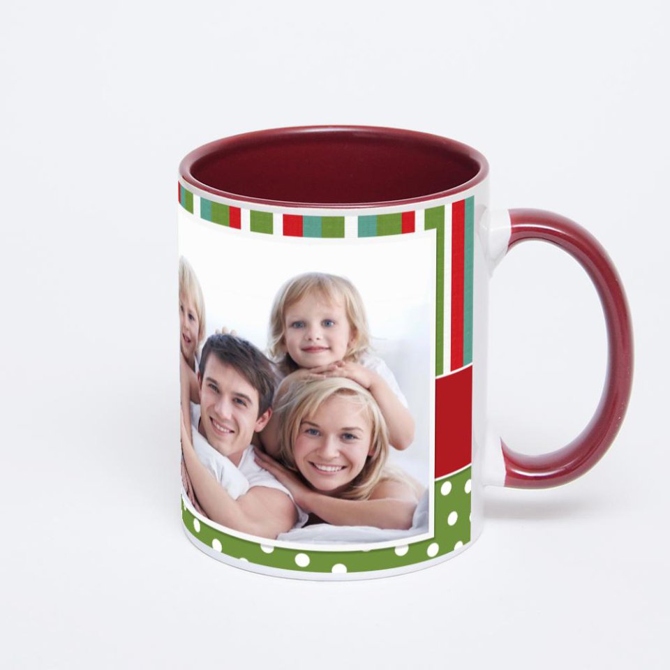 Бордовая кружка с фотопечатью