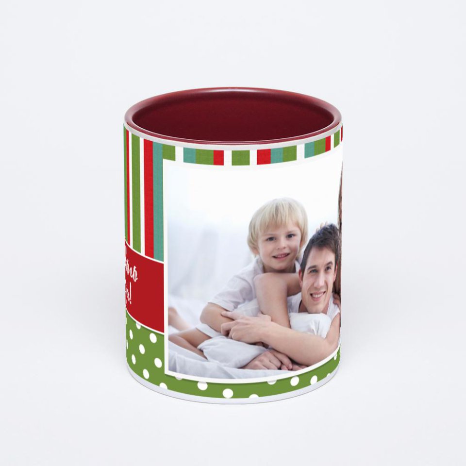Бордовая кружка с фотопечатью