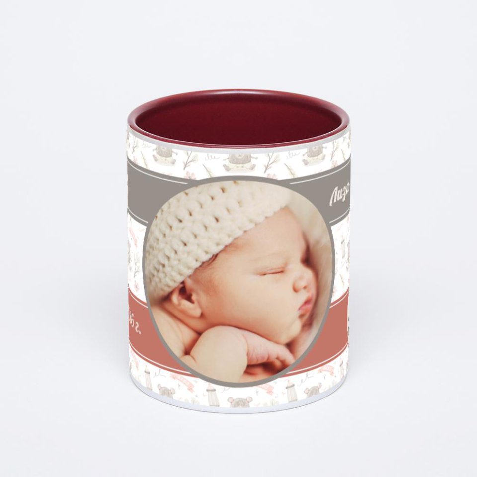 Бордовая кружка с фотопечатью