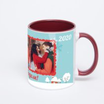 Бордовая кружка с фотопечатью