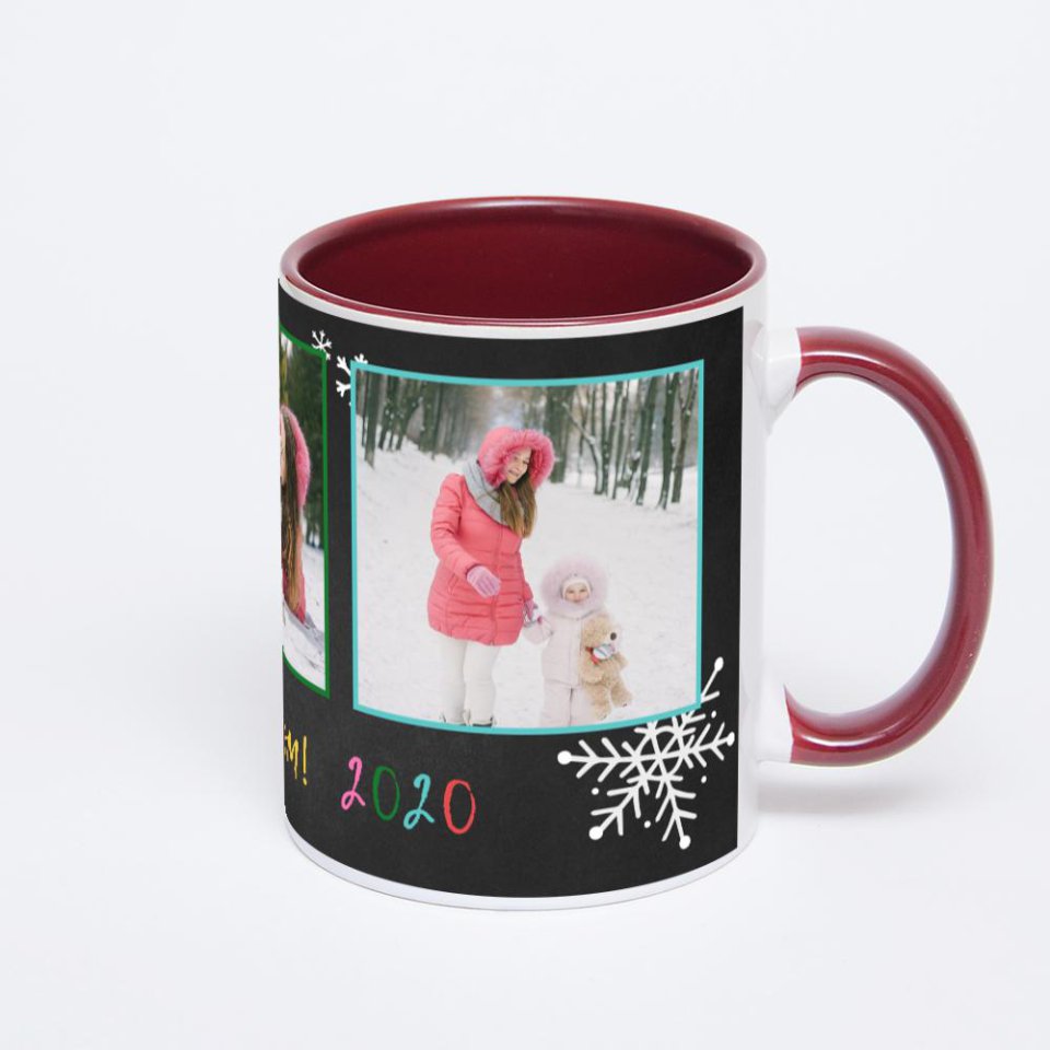 Бордовая кружка с фотопечатью