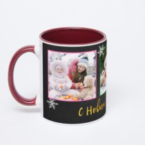 Бордовая кружка с фотопечатью