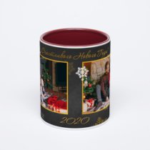 Бордовая кружка с фотопечатью