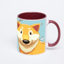 Бордовая кружка с фотопечатью