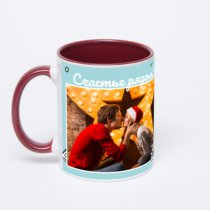 Бордовая кружка с фотопечатью