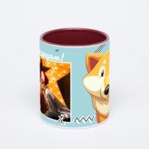 Бордовая кружка с фотопечатью