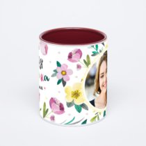 Бордовая кружка с фотопечатью