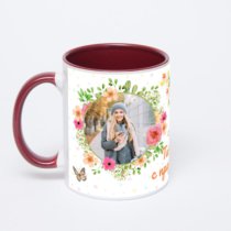 Бордовая кружка с фотопечатью