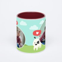 Бордовая кружка с фотопечатью