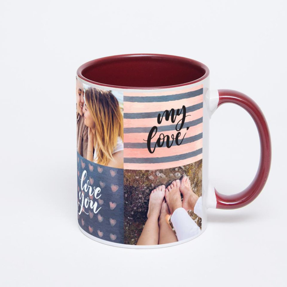 Бордовая кружка с фотопечатью