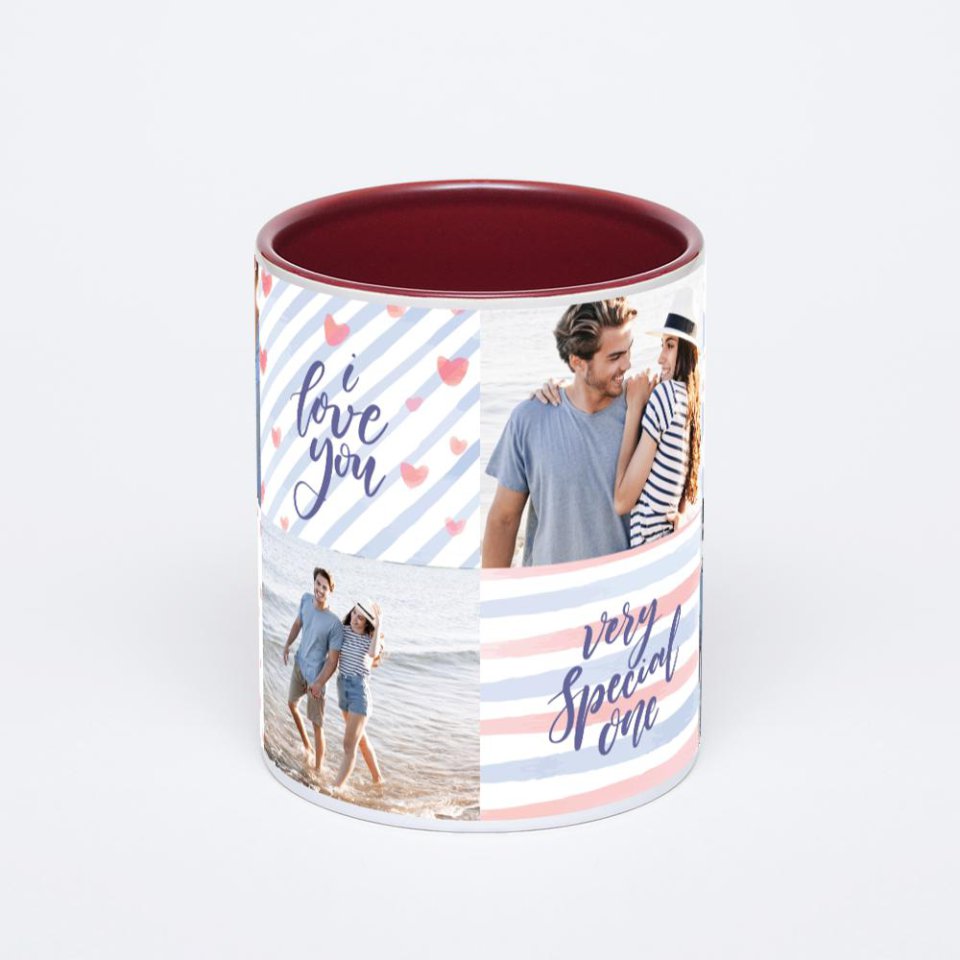 Бордовая кружка с фотопечатью