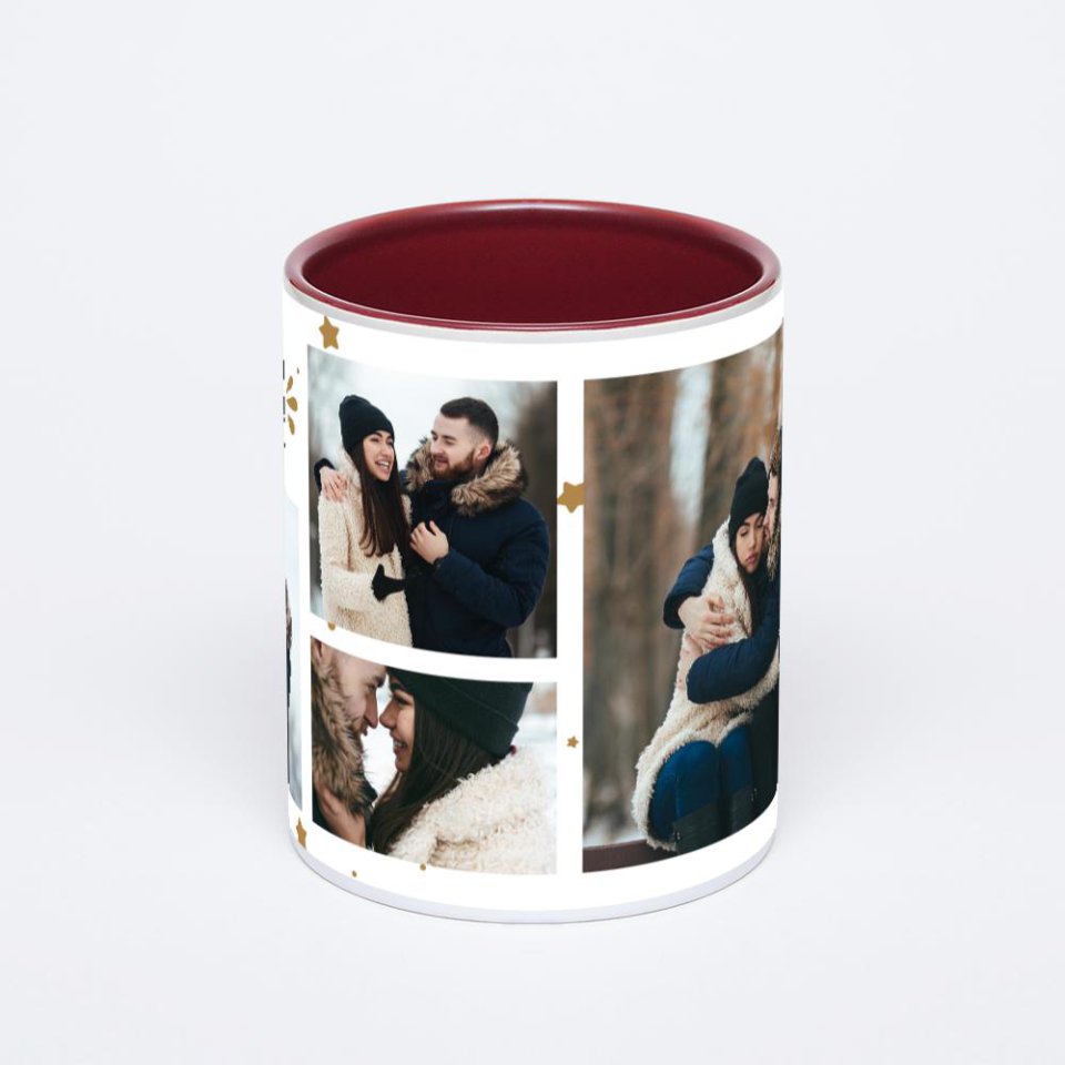Бордовая кружка с фотопечатью