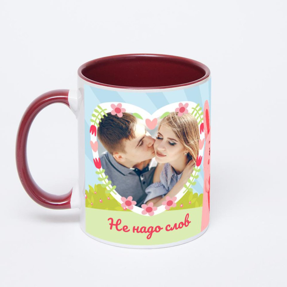 Бордовая кружка с фотопечатью