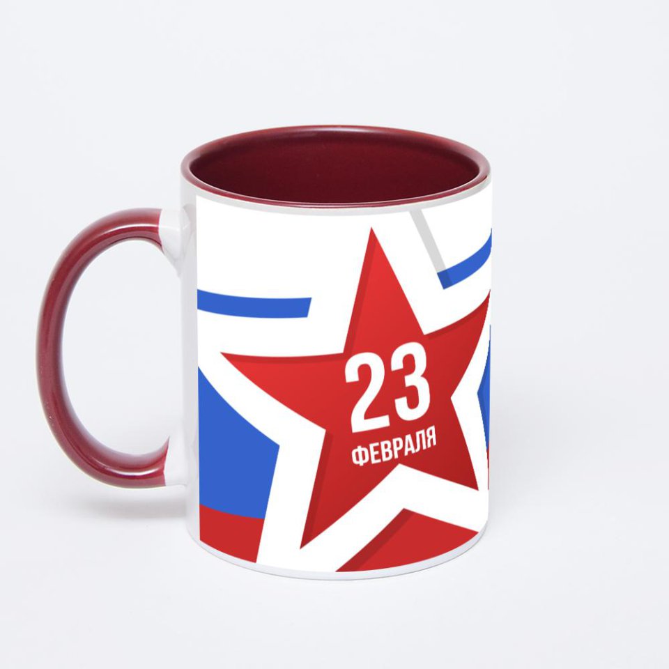 Бордовая кружка с фотопечатью