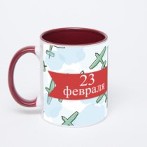 Бордовая кружка с фотопечатью