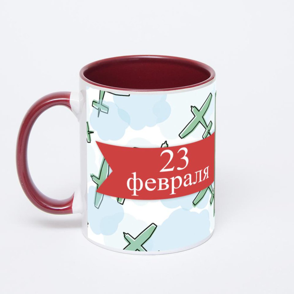 Бордовая кружка с фотопечатью