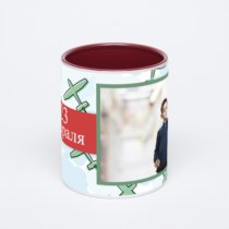 Бордовая кружка с фотопечатью