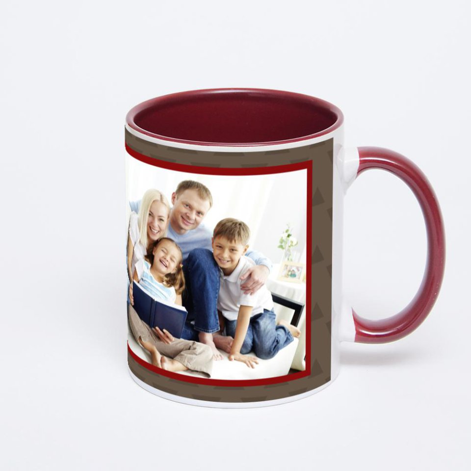 Бордовая кружка с фотопечатью