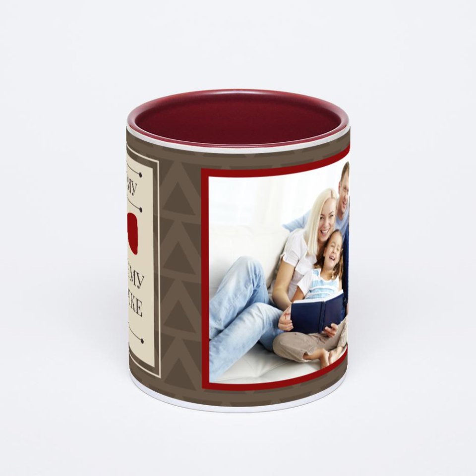 Бордовая кружка с фотопечатью
