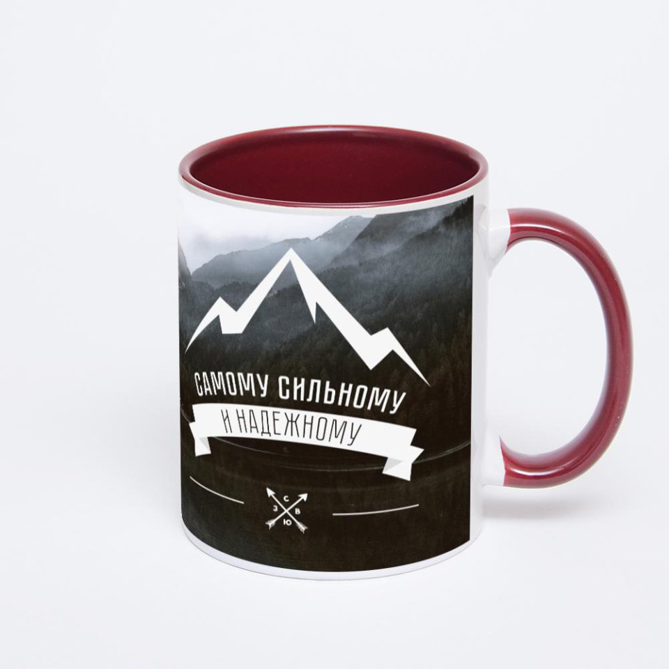 Бордовая кружка с фотопечатью