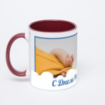 Бордовая кружка с фотопечатью