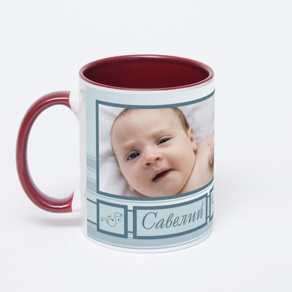 Бордовая кружка с фотопечатью