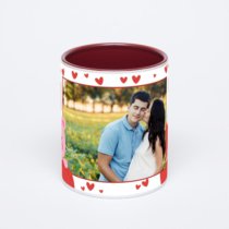 Бордовая кружка с фотопечатью